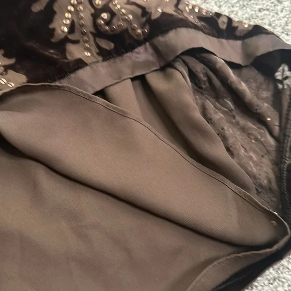 MARELLA brown velvet embellish  Regencycore burnout  baby doll top size 8 Fariy - Picture 10 of 11